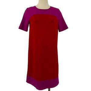 Kate Spade Racquel Pink Red Colorblock Ponte Shift Dress Size 8